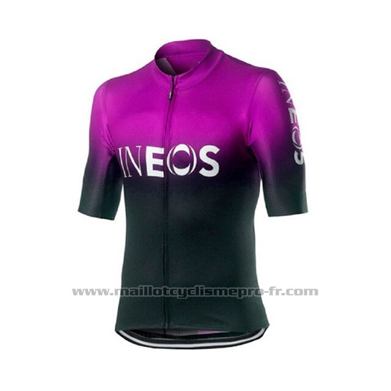 2019 Maillot Cyclisme Castelli INEOS Noir Violet Manches Courtes et Cuissard